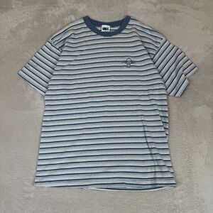 Vintage 90s Obex Sport Shirt Mens XL Gray Preowned Cotton Striped Tee USA